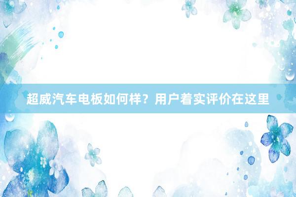 超威汽车电板如何样？用户着实评价在这里